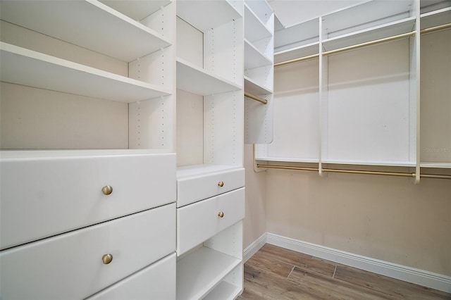 spacious closet with wood finished floors