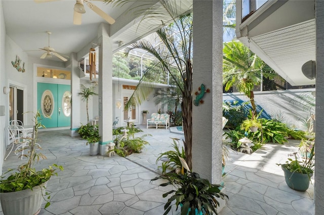 view of patio / terrace featuring ceiling fan