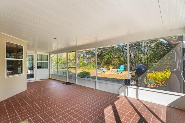 view of unfurnished sunroom