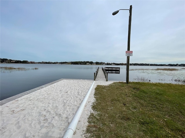 view of dock featuring a water view