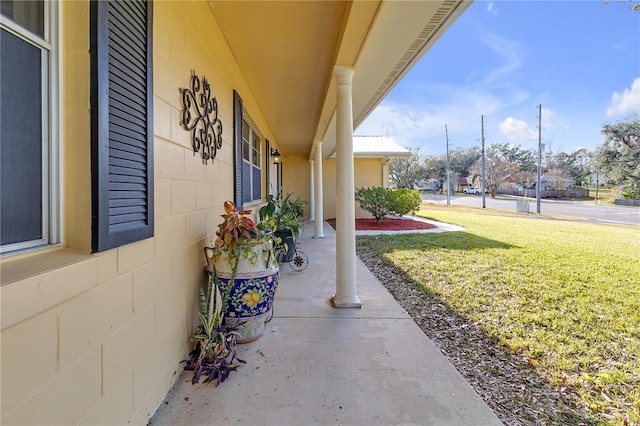 exterior space featuring covered porch