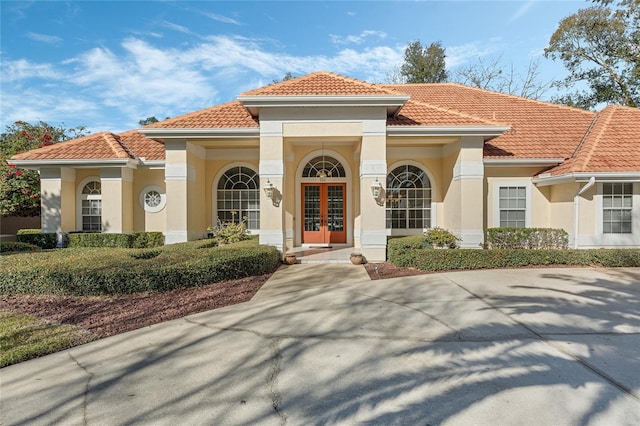 view of front facade featuring french doors