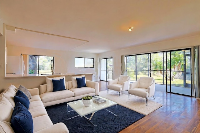 living area featuring wood finished floors