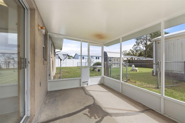 view of unfurnished sunroom