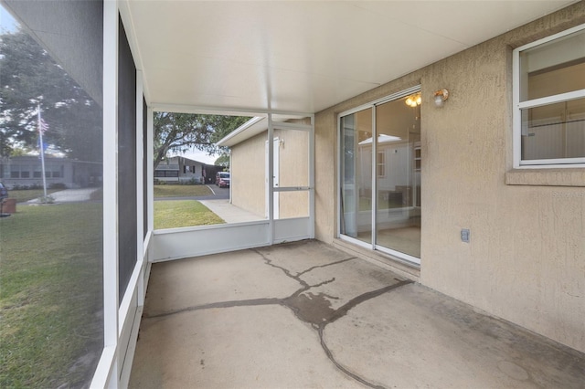 view of unfurnished sunroom