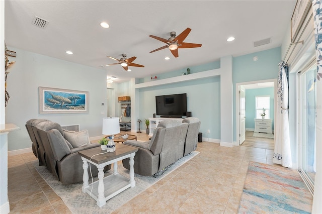 view of tiled living room