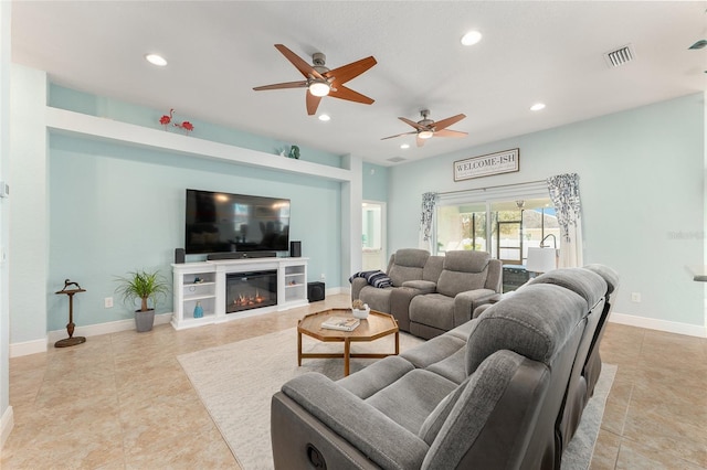 view of tiled living room