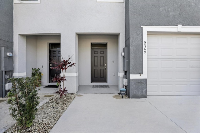 entrance to property with a garage