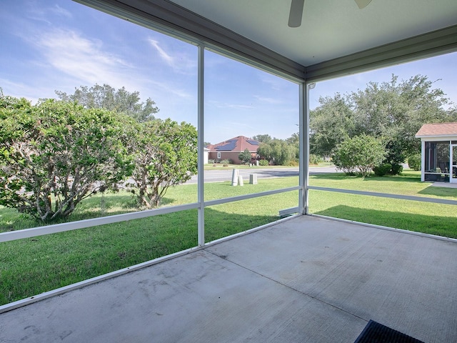 view of unfurnished sunroom