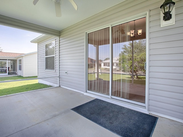 view of patio with ceiling fan