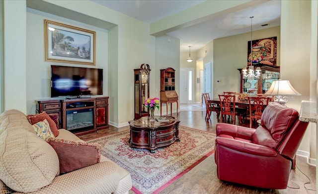 living room featuring light hardwood / wood-style floors