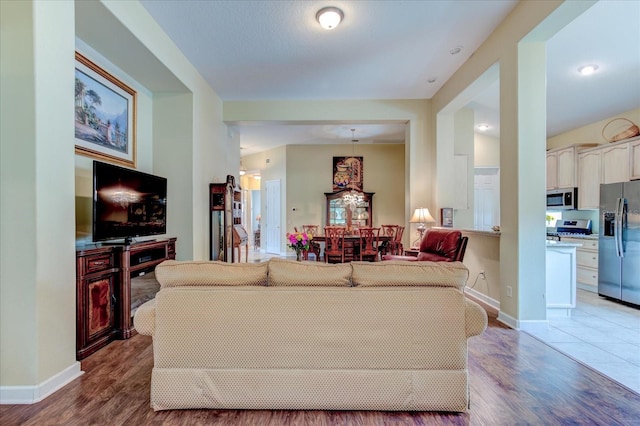 living room with wood-type flooring