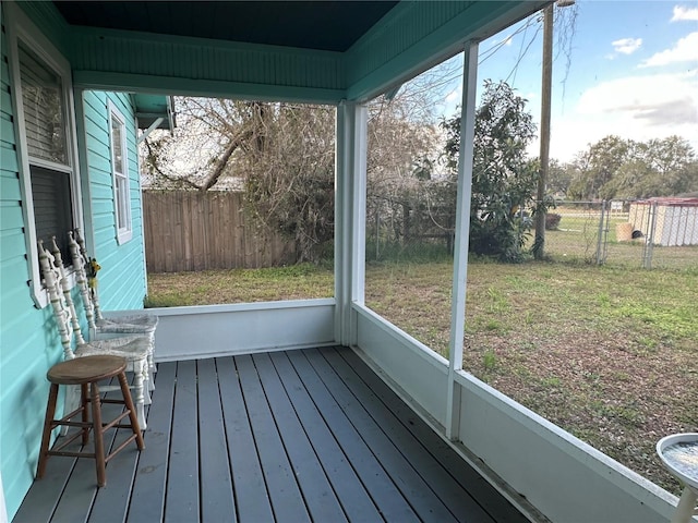 view of unfurnished sunroom