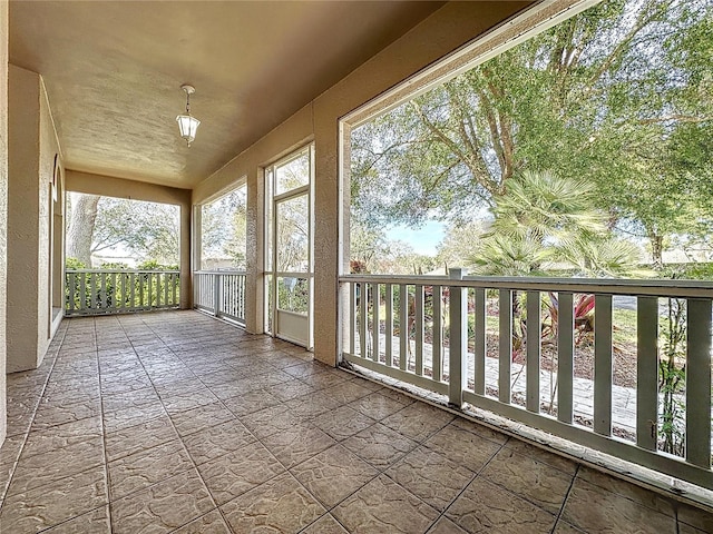 view of unfurnished sunroom