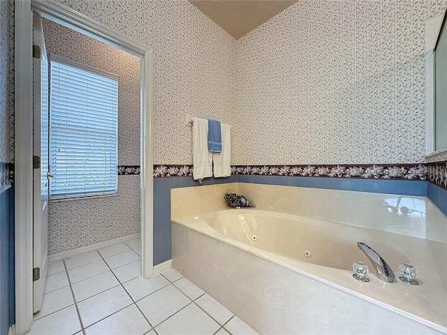 bathroom featuring a bathing tub and tile patterned floors