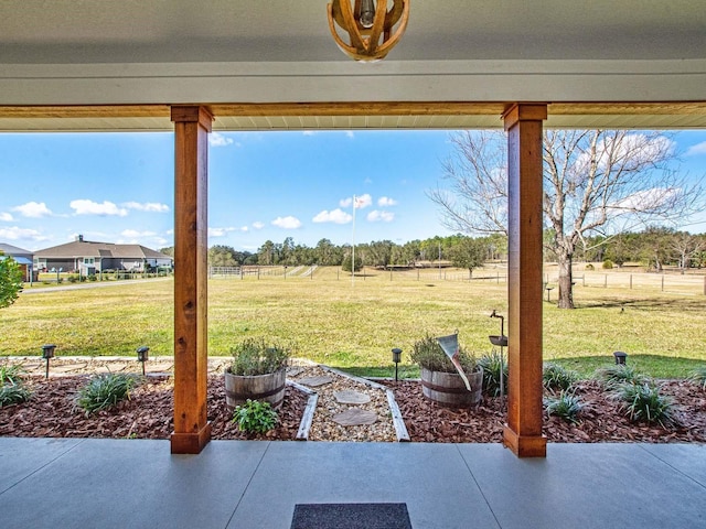 view of patio featuring a rural view