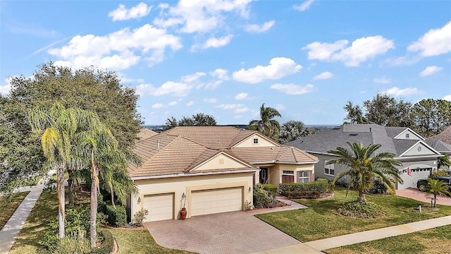 single story home featuring a front lawn