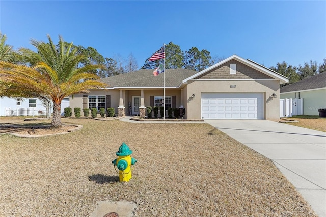 single story home with a garage