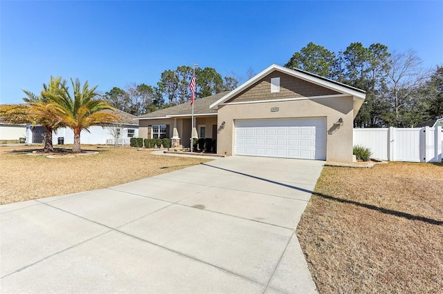 single story home with a garage