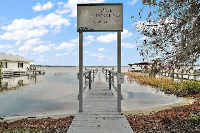 view of dock featuring a water view