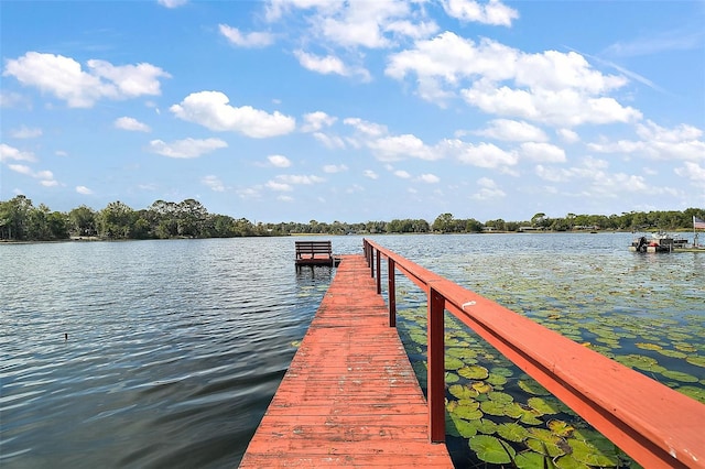 view of dock featuring a water view