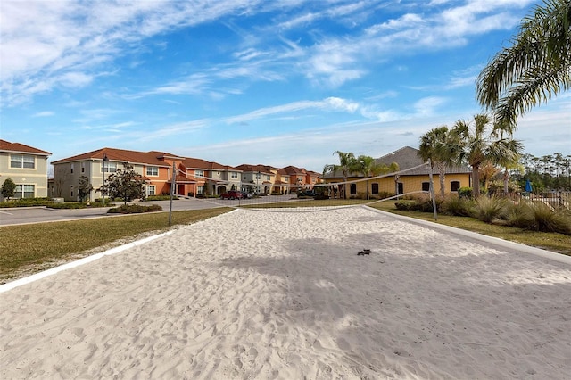 exterior space with volleyball court