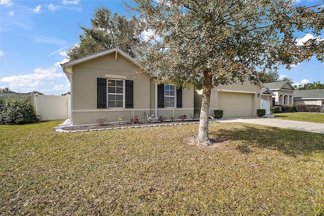 view of front facade featuring a garage and a front lawn