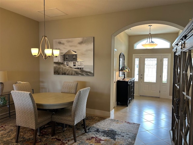 dining room with light tile patterned floors