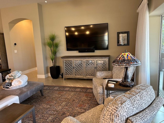 view of tiled living room