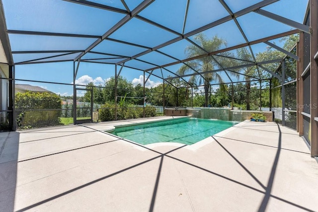 pool featuring a lanai and a patio