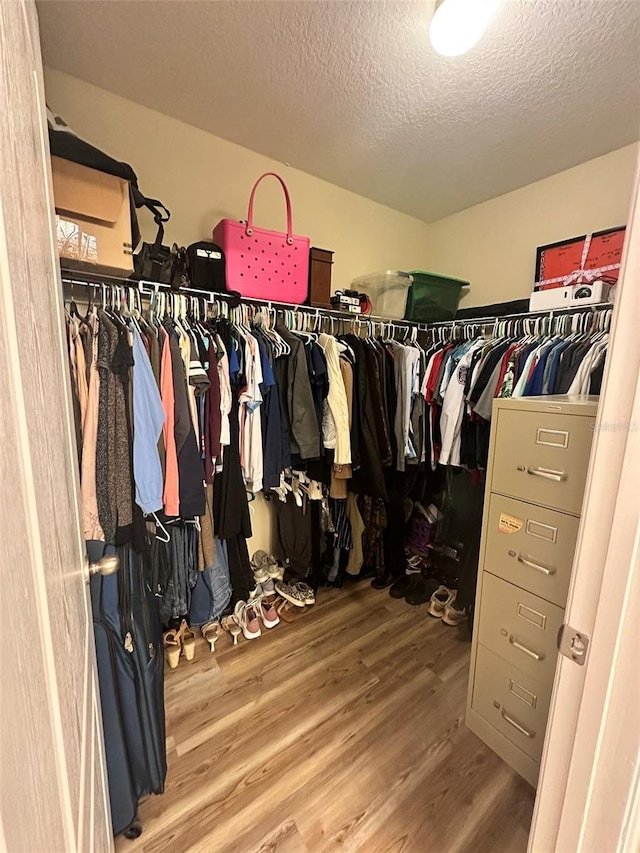 walk in closet featuring hardwood / wood-style floors