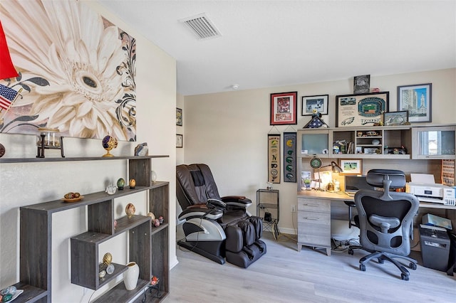 office area featuring light wood-type flooring