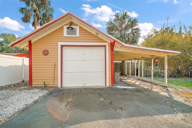 garage with a carport