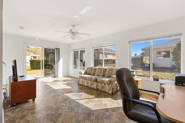 home office featuring ceiling fan