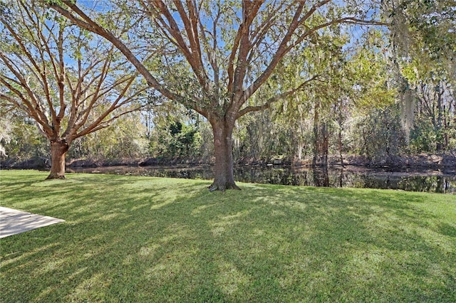 view of yard featuring a water view