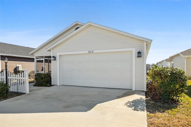 exterior space with a garage