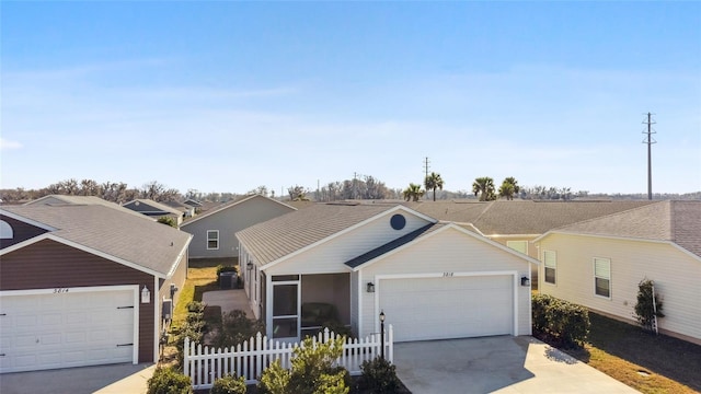 single story home with a garage