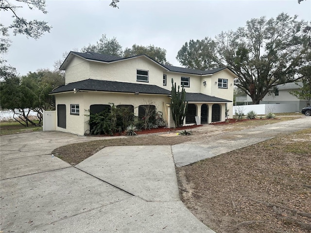 front facade with a garage