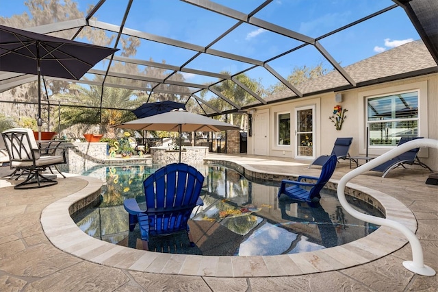 4515 Biggs Pl, The Villages, FL 32163 - pool with a patio, a jacuzzi, and a lanai