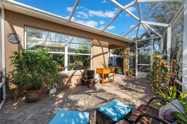 view of patio / terrace with glass enclosure