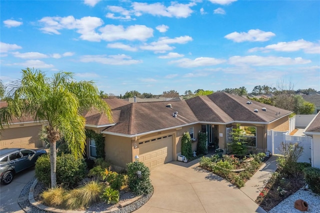 single story home with a garage