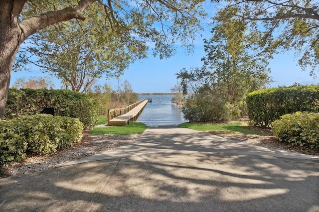 view of dock featuring a water view