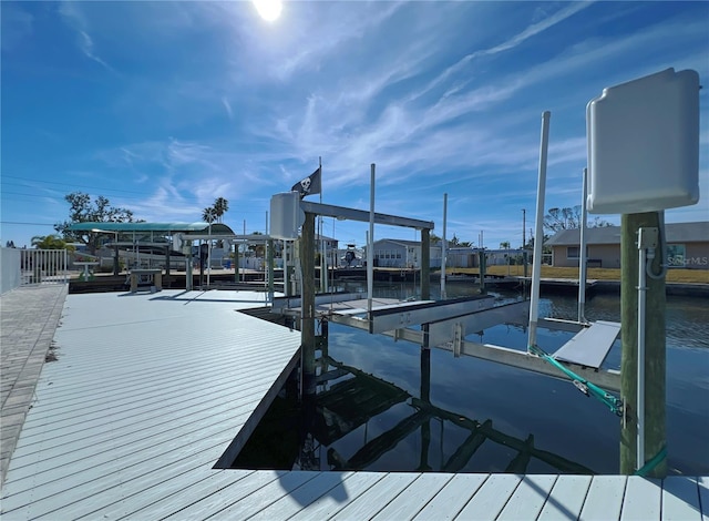 view of dock featuring a water view