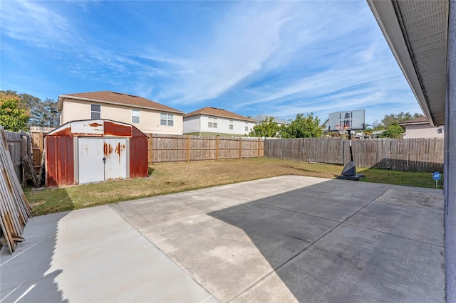 view of patio / terrace with a storage unit