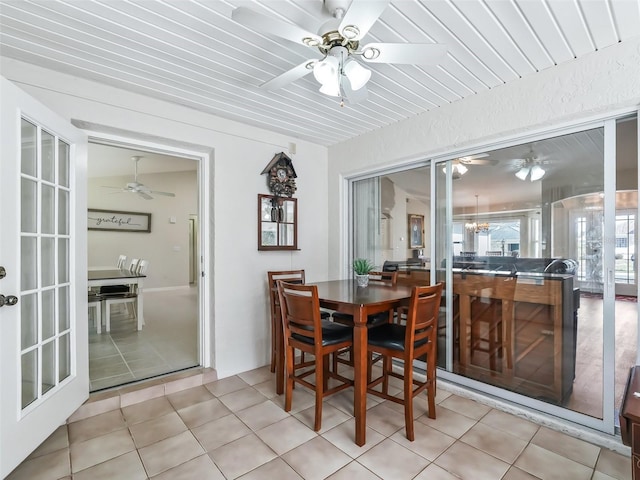 interior space featuring ceiling fan