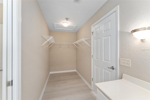 walk in closet featuring light wood-type flooring