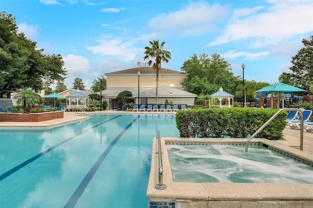 view of pool featuring a gazebo