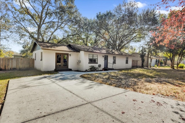 single story home with french doors