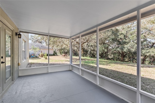 view of unfurnished sunroom