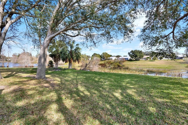 view of yard featuring a water view